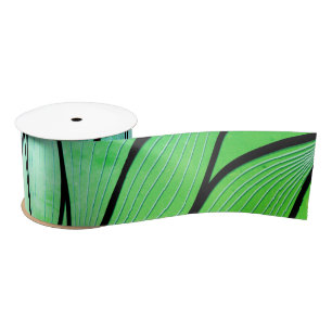 Bright Green Hues Creative Leave Pattern Satin Ribbon