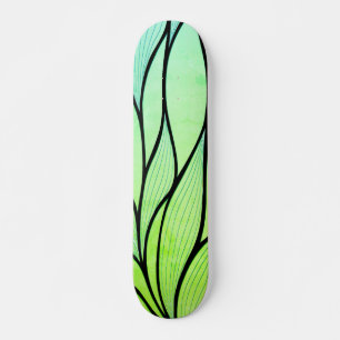 Bright Green Hues Creative Leave Pattern Skateboard