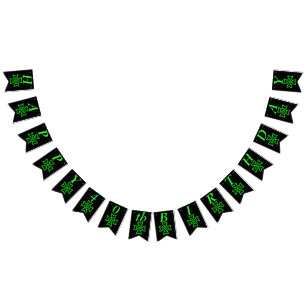 Bright Green Irish Celtic Knot Design on Black Bunting