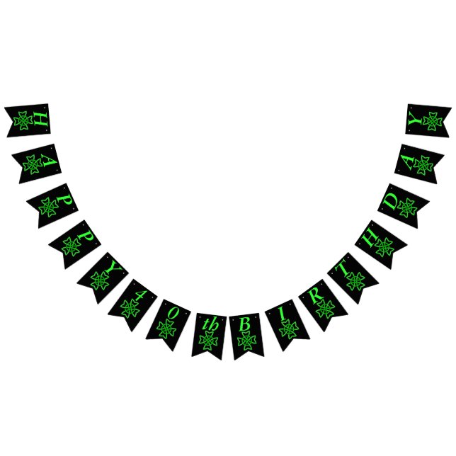Bright Green Irish Celtic Knot Design on Black Bunting (All)
