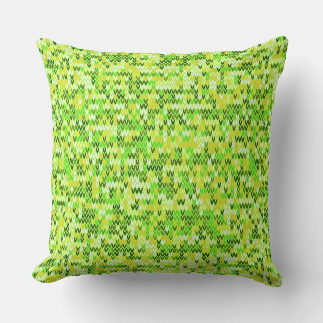bright green knitted scandinavian pattern cushion (Front)