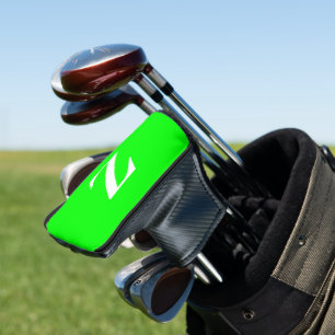 Bright Green Large White Monogram Golf Head Cover