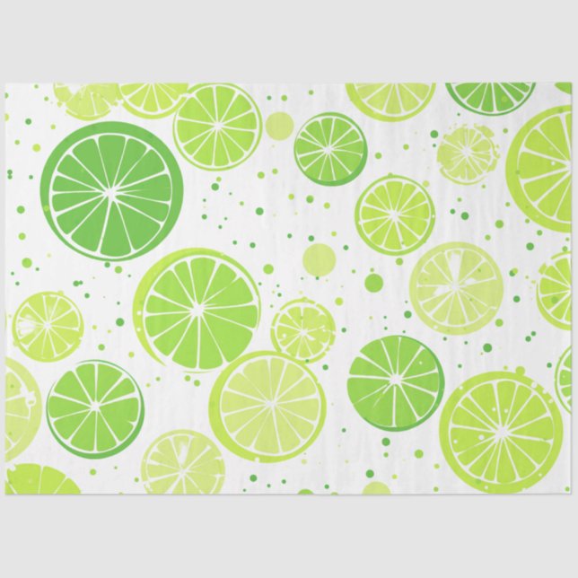 Bright Green Lemon Lime | Lime Pattern Tissue Paper (Front)