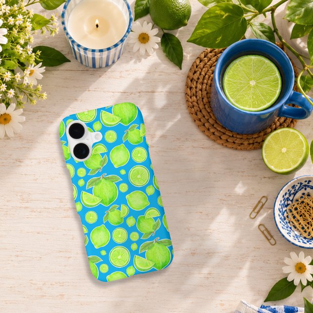 Bright Green Limes on Blue Citrus Pattern (Creator Uploaded)