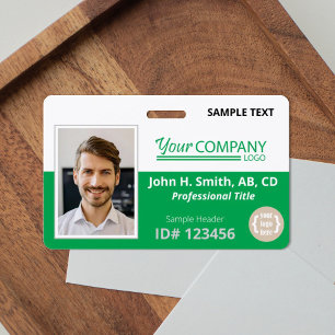 Bright Green Logo Entry Employee Photo ID Badge
