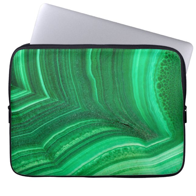 Bright green Malachite Mineral Laptop Sleeve (Front)