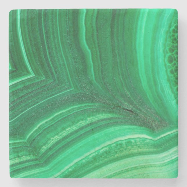 Bright green Malachite Mineral Stone Coaster (Front)