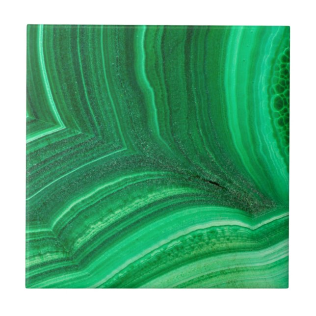 Bright green Malachite Mineral Tile (Front)