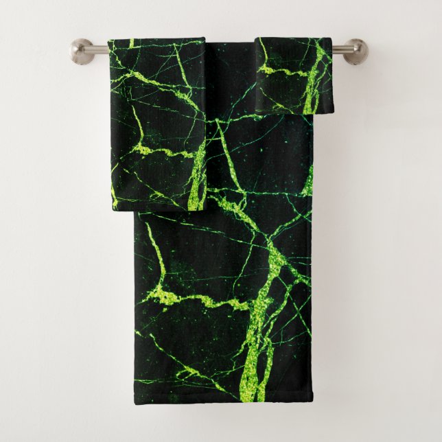 Bright Green Marble  Bath Towel Set (Insitu)