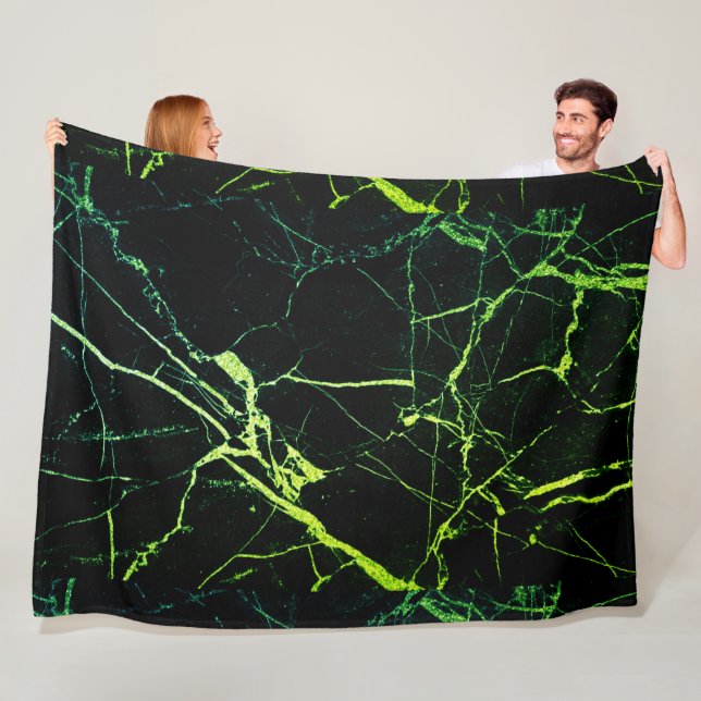 Bright Green Marble  Fleece Blanket (In Situ)