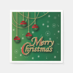 Bright Green Merry Christmas Napkin