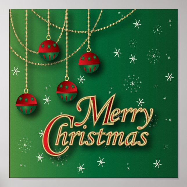 Bright Green Merry Christmas Poster (Front)