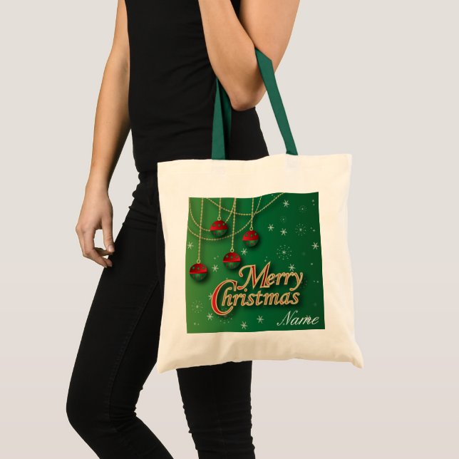 Bright Green Merry Christmas Tote Bag (Front (Product))