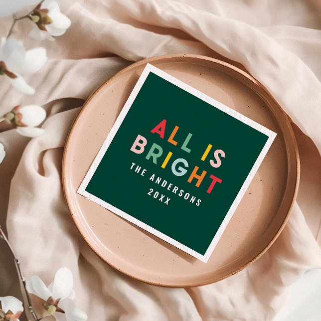 Bright green modern Christmas family decor Napkin (Creator Uploaded)