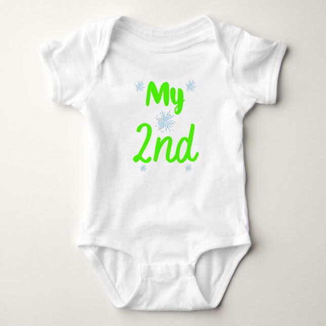 Bright Green My 2nd Two Year Birthday Baby Bodysuit (Front)