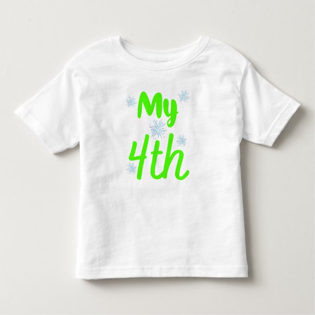 Bright Green My 4th Four Year Birthday Toddler T-Shirt (Front)
