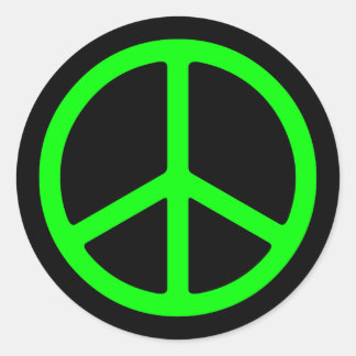 Bright Green Peace Sign Classic Round Sticker