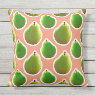 Bright Green Pears Outdoor Cushion