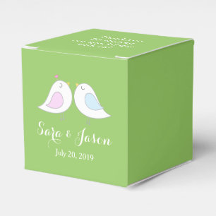 Bright Green Personalised Wedding Thank You, Birds Favour Box