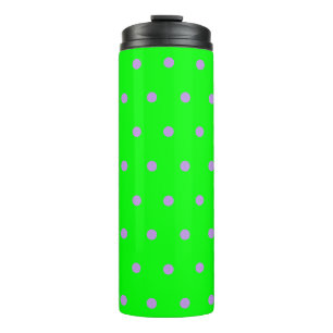 Bright Green Purple Polka Dots Thermal Tumbler