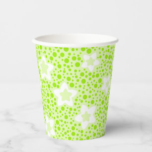 Bright green retro polka dots with floral pattern  paper cups