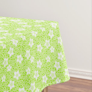 Bright green retro polka dots with floral pattern  tablecloth