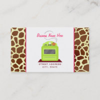 Bright Green Retro Stove Giraffe Chef Caterer