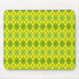 Bright green Scottish Tartan-Pattern Mouse Pad