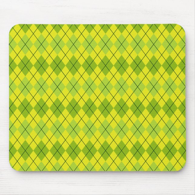 Bright green Scottish Tartan-Pattern Mouse Pad (Front)