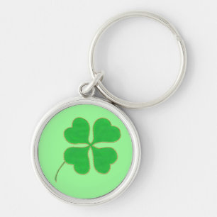 Bright Green Shamrock gold dots trim, keychain