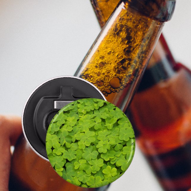Bright Green Shamrocks Floral Bottle Opener (In Situ Beer Bottle)