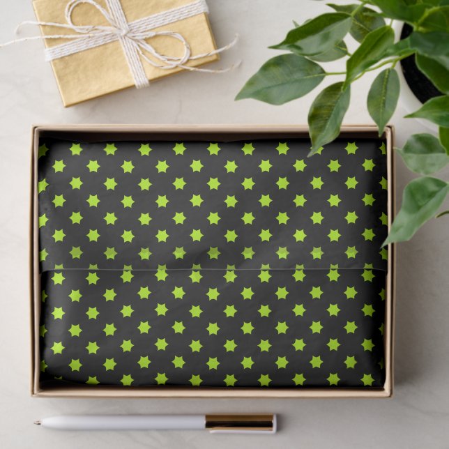 Bright Green Star Pattern Tissue Paper (Gift)