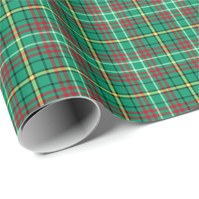 Bright Green Vintage Christmas Plaid Wrapping Paper (Roll Corner)