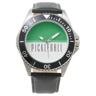 Bright Green White Colour Block PICKLEBALL Text Watch