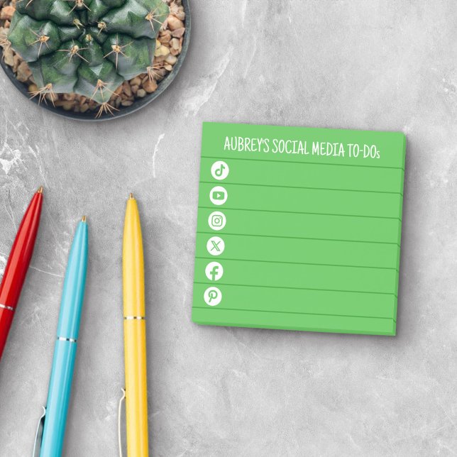 Bright Green & White Social Media To Do List Post-it Notes (Creator Uploaded)