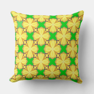 Bright Green with Banana Yellow Leaflets  Cushion
