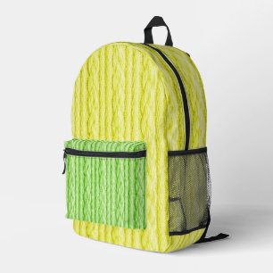 BRIGHT GREEN & YELLOW KNIT TEXTURE LOOK PRINTED BACKPACK