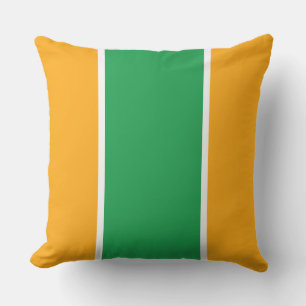 Bright Green Yellow Orange White Racing Stripes Cushion
