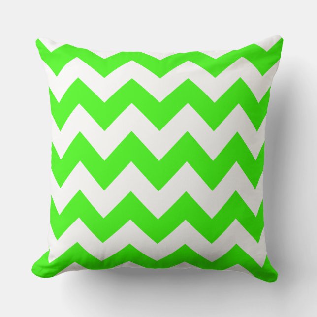 Bright Green Zig Zag Striped Pillow (Front)
