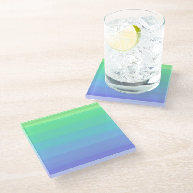 Bright Greens and Blues Gradient Glass Coaster (Angled)