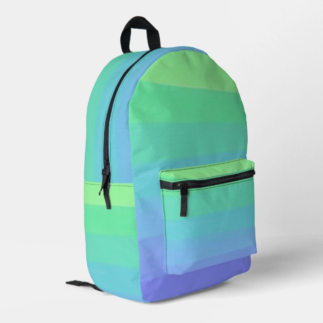 Bright Greens and Blues Gradient Printed Backpack (Back Corner Left)