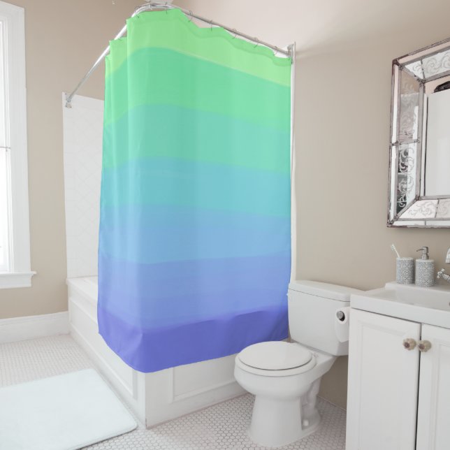 Bright Greens and Blues Gradient Shower Curtain (In Situ)