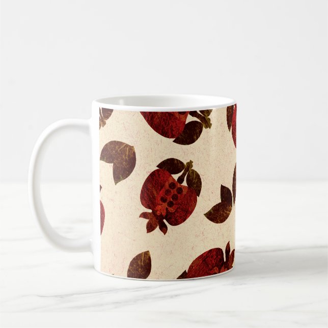 Bright grenades: handmade repeating pattern. coffee mug (Left)