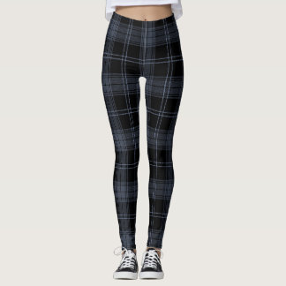 Bright Grey, Black, Oxford Blue Colours Tartan Leggings