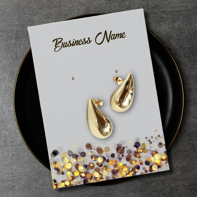 Bright grey golden QR code earring display card (Bright grey gold QR code earring display card)