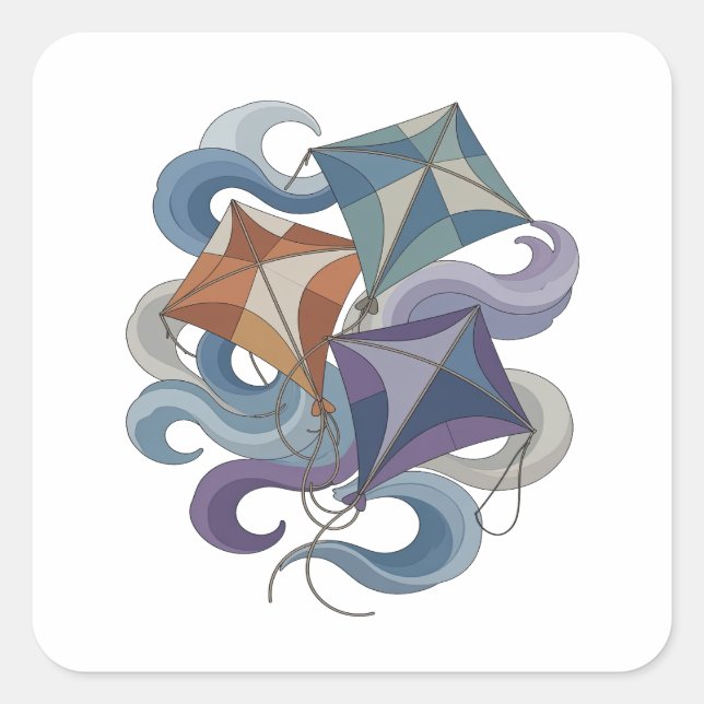 Bright Grey KITE FLYING Sticker Art (Front)