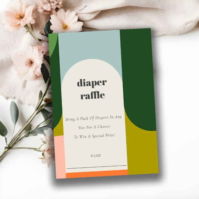 Bright Groovy Retro Arch Diaper Raffle Baby Shower Enclosure Card (Creator Uploaded)