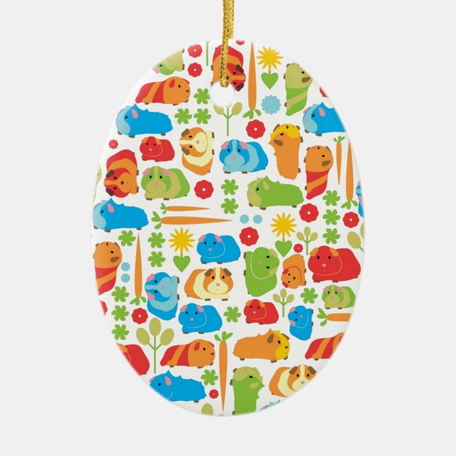Bright Guinea Pig Patch Ceramic Tree Decoration (Front)