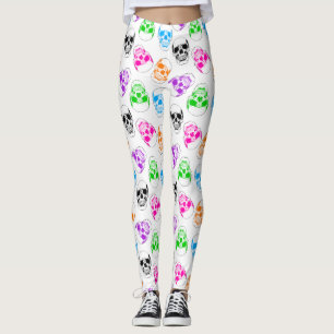Bright Halloween Colourful Skull Leggings