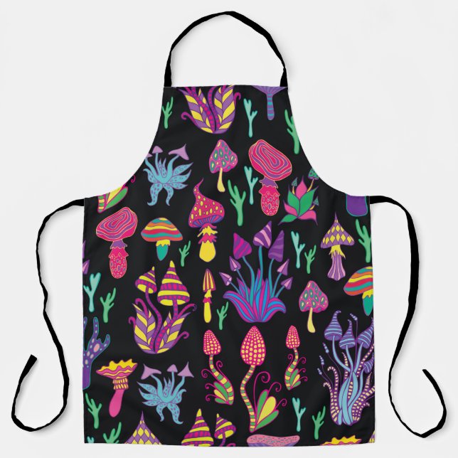 Bright,hallucinogenic,decorative,fantastic mushroo apron (Front)